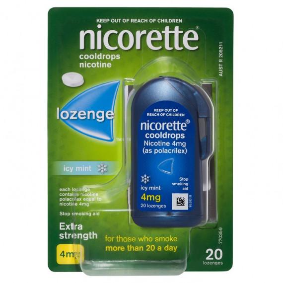 Nicorette Lozenge Cooldrops Icy Mint 4mg 20 Lozenges