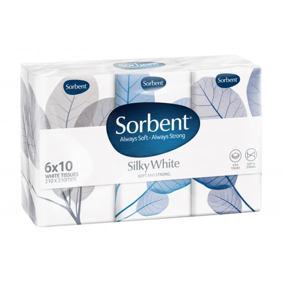 Sorbent Soft White Pocket Facial Tissues 6 Pack