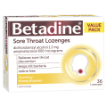 Betadine Sore Throat Lozenges Honey & Lemon 36 Pack