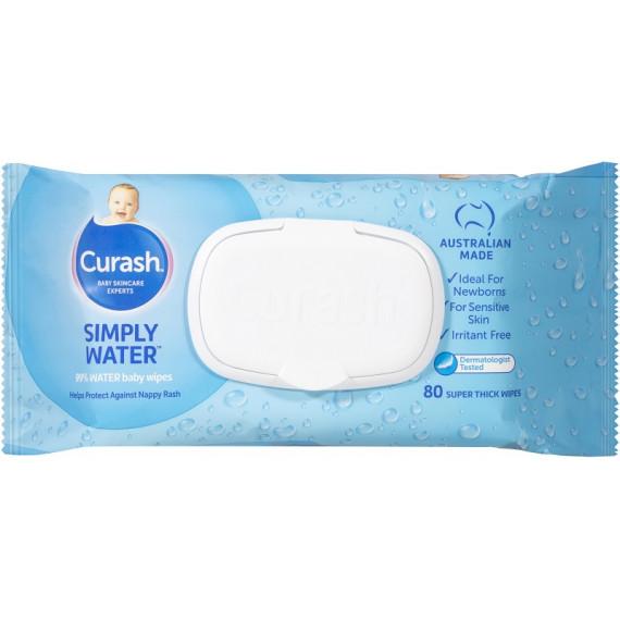 Curash Simply Water Baby Wipes 80 Pack