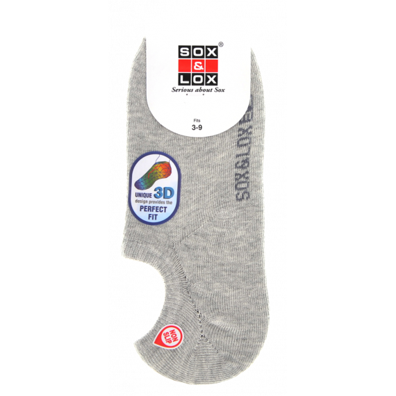 Sox & Lox Ladies Casual Thin Hidden Low Cut (3D Non-Slip Heel) Socks Grey (Size 3 - 9)