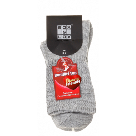 Sox And Lox Ladies Everyday Diabetic Friendly Socks Cool Grey Size 2 to 8