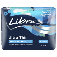 Libra Ultra Thin Pads Regular No Wings 14 Pack